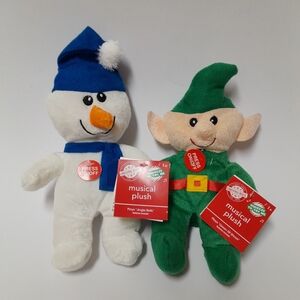 Greenbrier Musical Plush Snowman and Elf  NWT Size:Approx 8"  Greenbrier